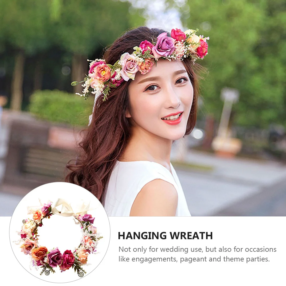 

1pc Garland Headpiece Wedding Bride Headdress Bridal Hairband Flower Wreath For Women Party Wedding Accessories