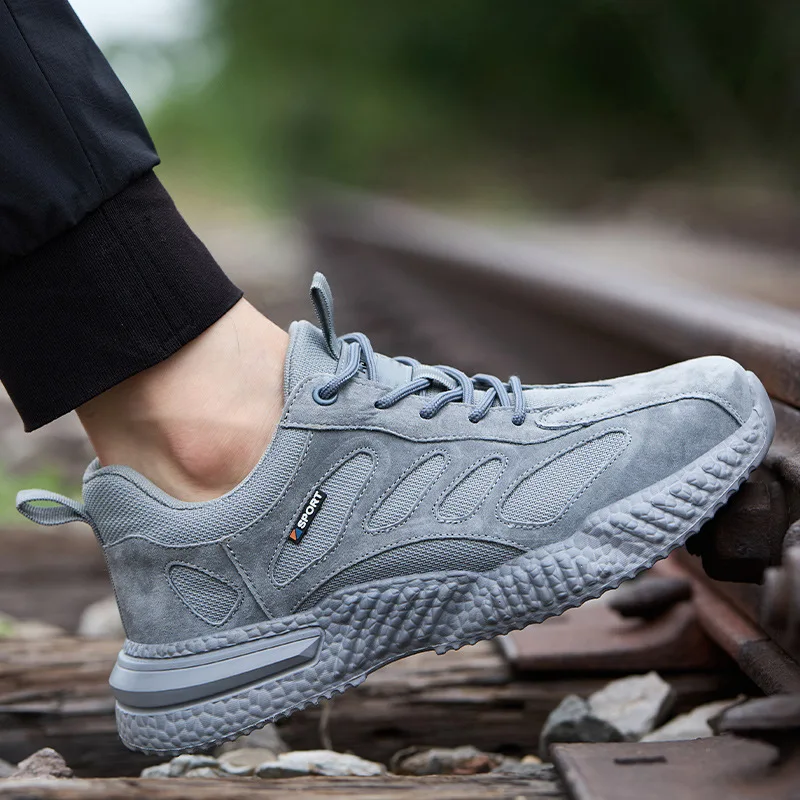 spring Autumn Light Breathable Work Shoes Mens Work Boots Composite Toe Insulated Shoes Anti Smash Hard Plastic Toe Safety Shoes_voghion.com