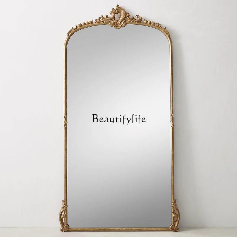 

American full-length mirror French retro carved floor-to-ceiling living room wall wall home full-length mirror