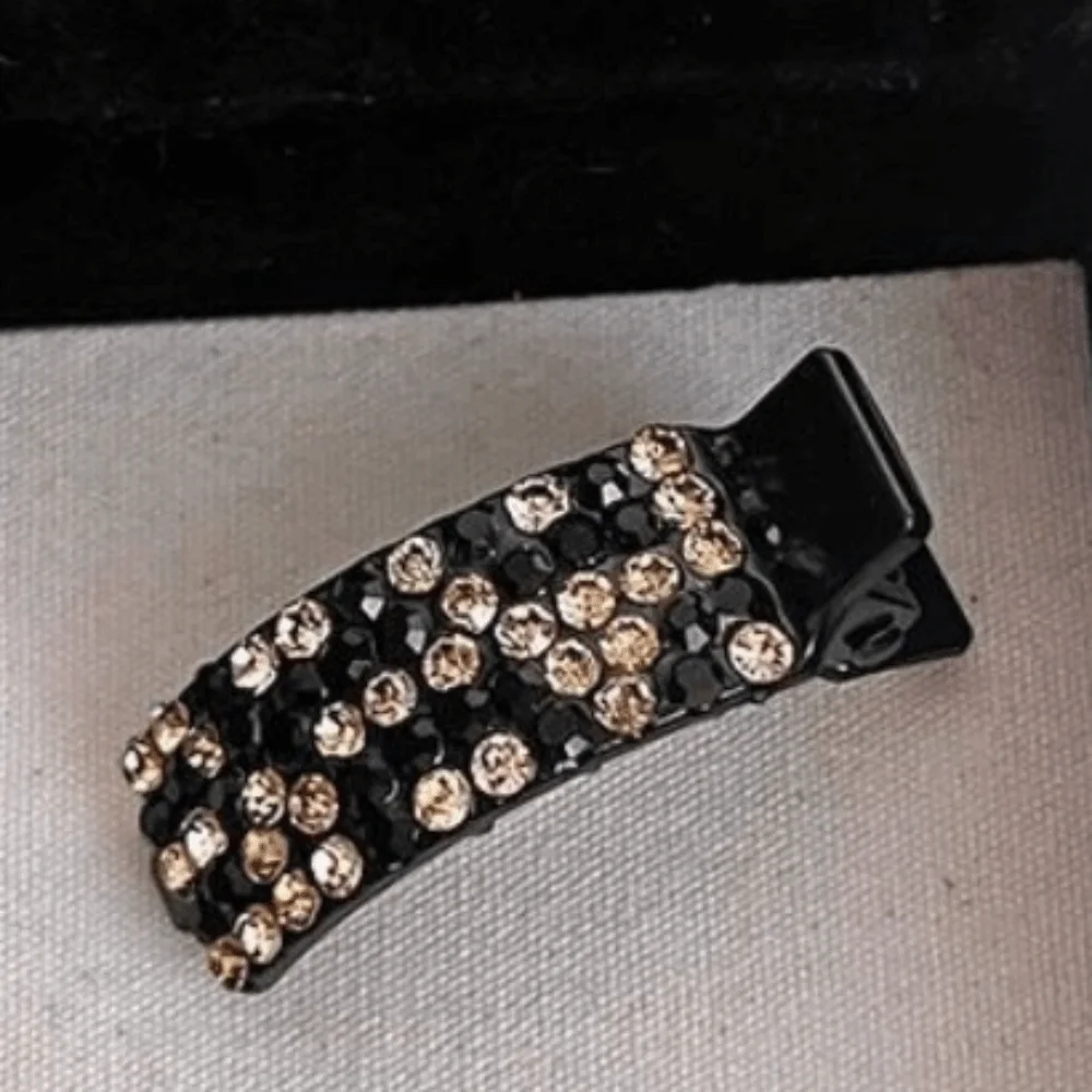 مشبك شعر منقار البط الماسي بالكامل، مادة الراتنج، مادة الأكريليك، مشبك جانبي، تصميم ملون من حجر الراين بدون أثر #1