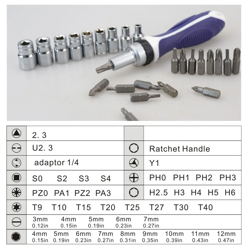 44pcs in 1 Multi functional screwdriver Precision Different Type Multifunction Household Repair Tools Kit Wrench Bits