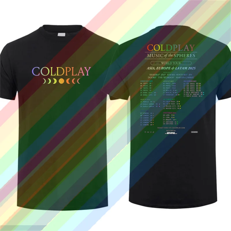 

2024 Men T Shirt Casual Cold.Play Australia Tour 2025 Music of The Spheres T-shirt Graphic Summer Short Sleeve 100% Cotton S-3XL