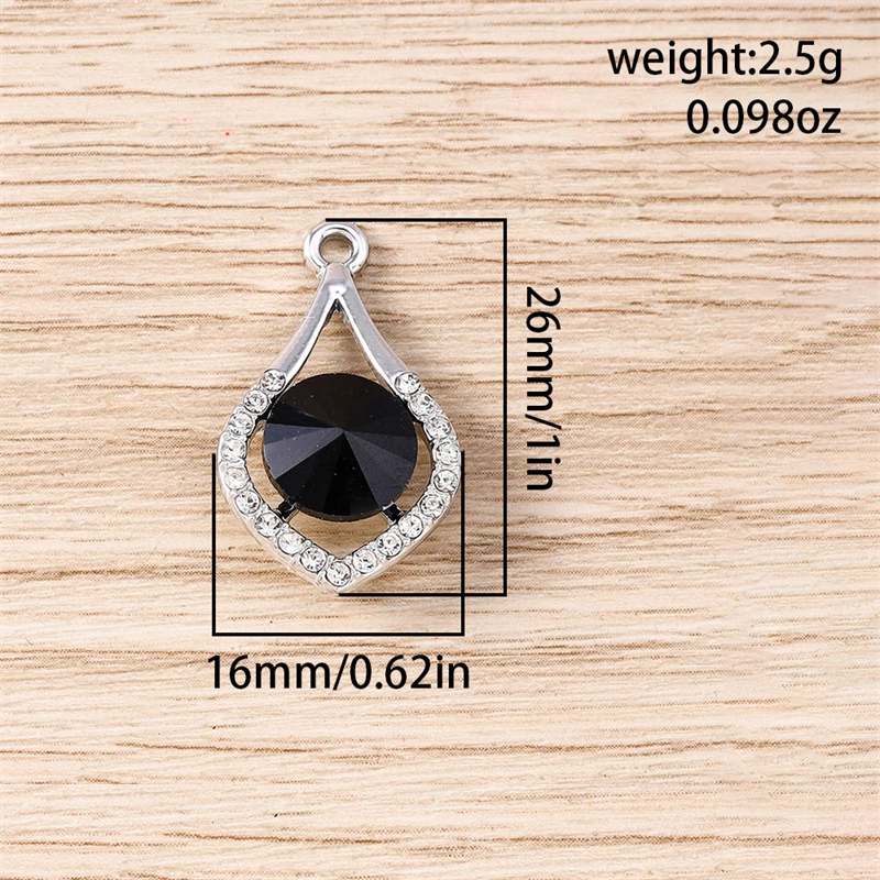 10 Stück elegante Kristall-Metall-Anhänger in Form von Liebesherzen und Wassertropfen für die Schmuckherstellung, Halsketten, Ohrringe, DIY-Bastelzubehör – Detail 7