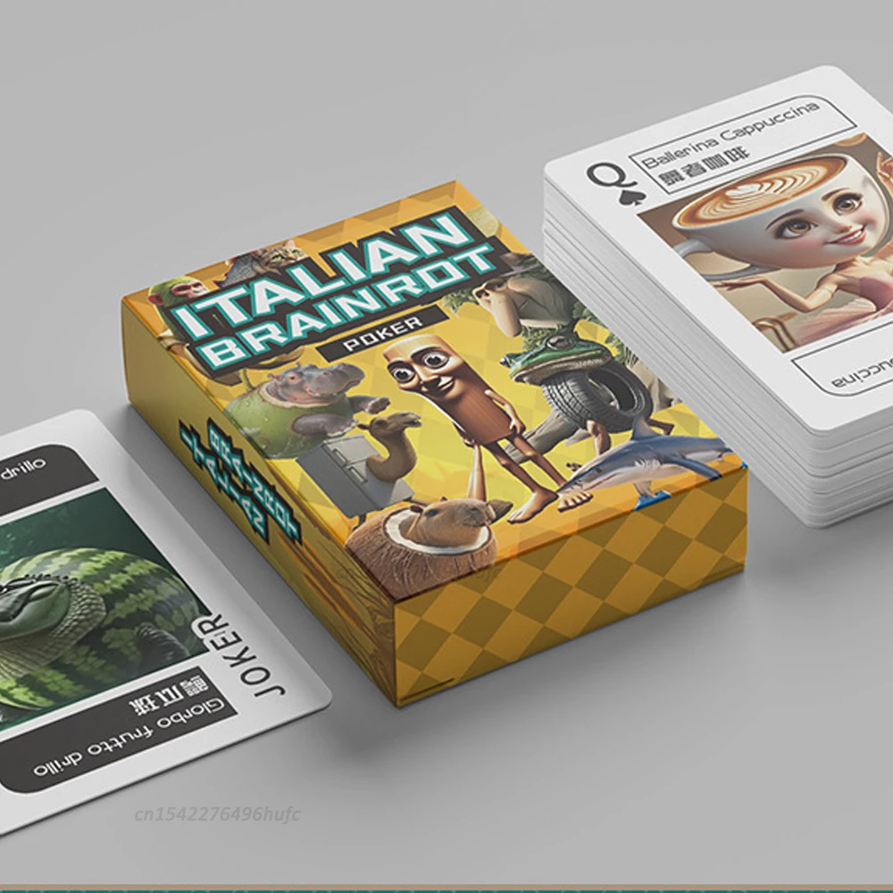 

54 шт. игральные карты итальянский Brainrot Tralalero Tralala игровой карты семейные собрания настольная игра игрушки для отдыха и развлечений