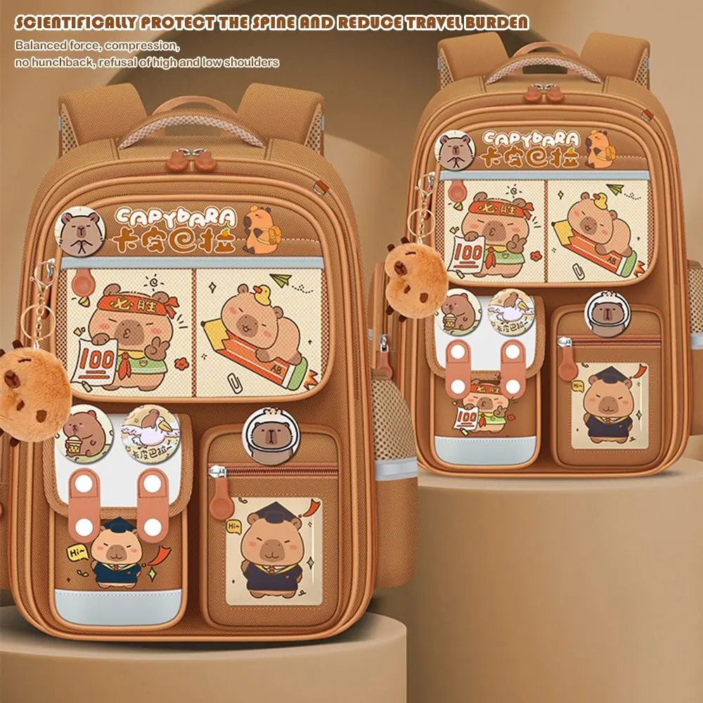 Cartoon Capybara Backpack Water-Repellent Light-weight Schoolbag Large Capacity Alleviate Burden Backpack for Students School