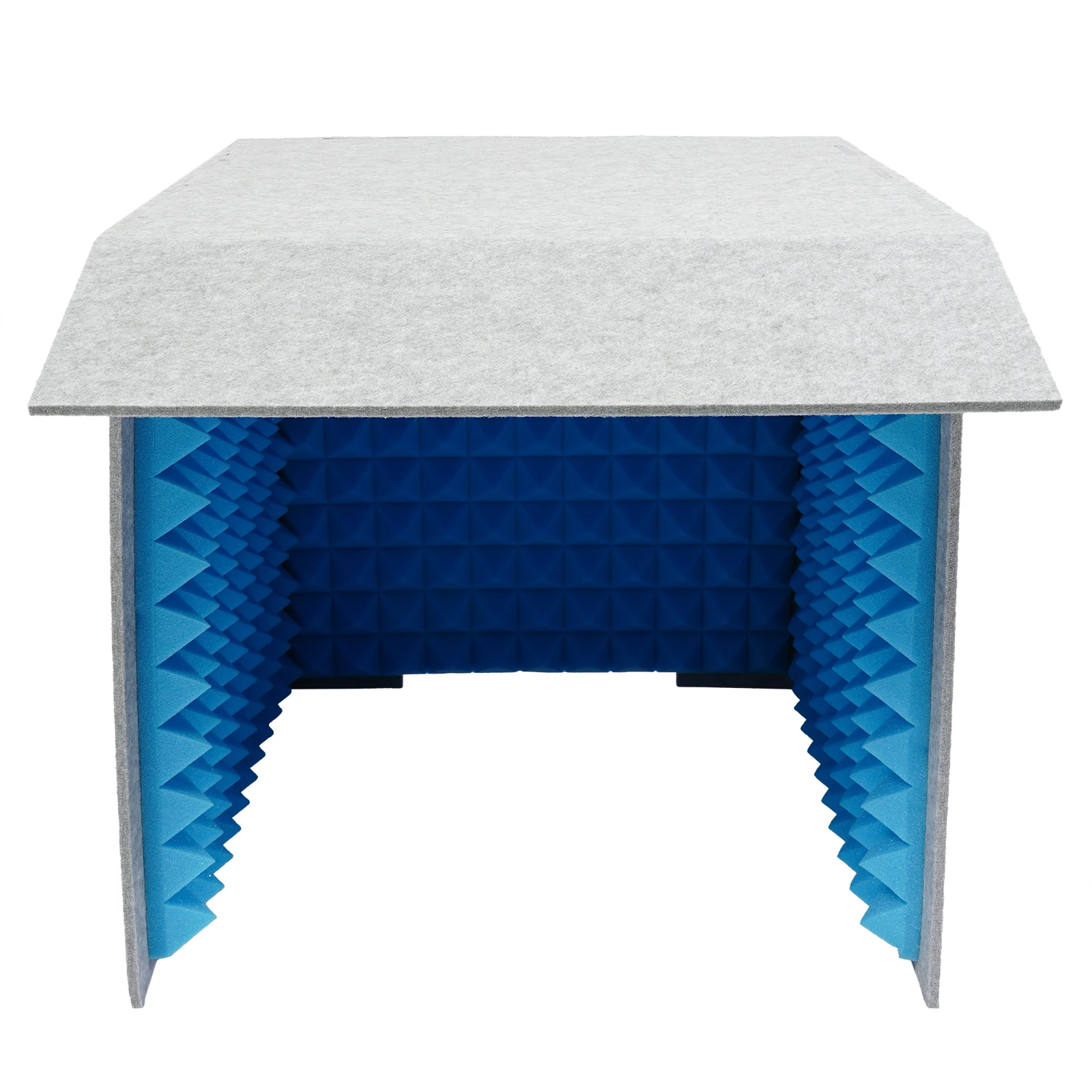 Foldable Desktop Soundproof Shield, 60cm Size Vocal Recording Booth, 50mm Sponge Studio Vocal Filter, Acoustic Isolation Screen, Portable Mic Enclosure, Home Podcast Booth, Tabletop Sound Absorbing Cover, Gray Blue Recording Shield view 3