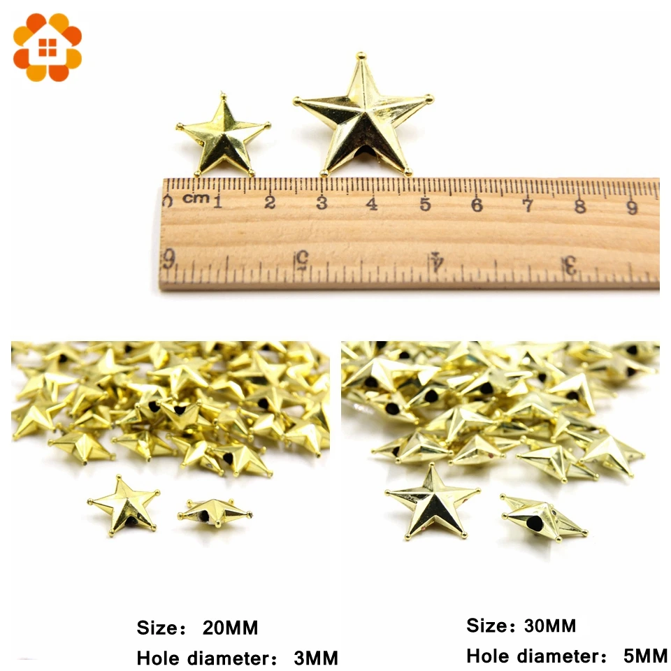 10PCS/Lot 2Sizes DIY Gold Star Topper Star Christmas Ornaments Xmas Tree Ornament Toppers DIY Craft Christmas Party Decorations