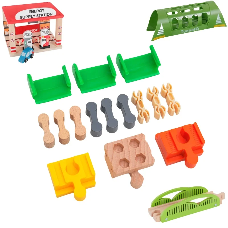 Multiple Colors Wooden Train Track Adapter Plastic Building Blocks Wooden Track Connectors fit for All Wooden Tracks Toys