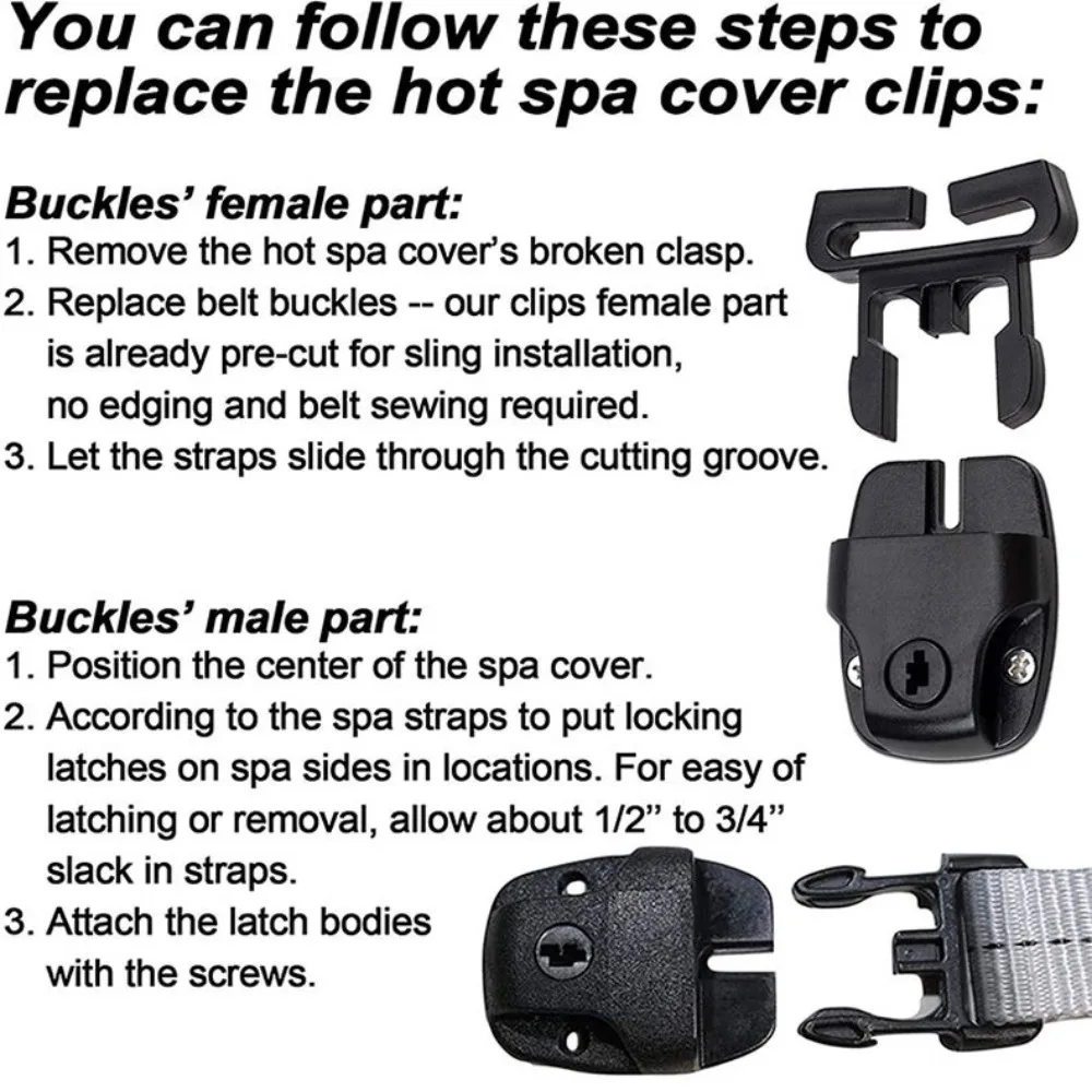 4Pcs/Sets ABS Hot Tub Cover Clips Enhanced Security 4 Latches Clip&4 Slides&4 Keys Spa Hot Tub Cover Latch Buckle Kit