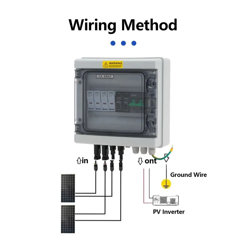 2 in 1 out HA DC 600V Solar Photovoltaic PV Combiner Box With Lightning Protection 32A Fuse MCB SPD Waterproof IP65 Distribution