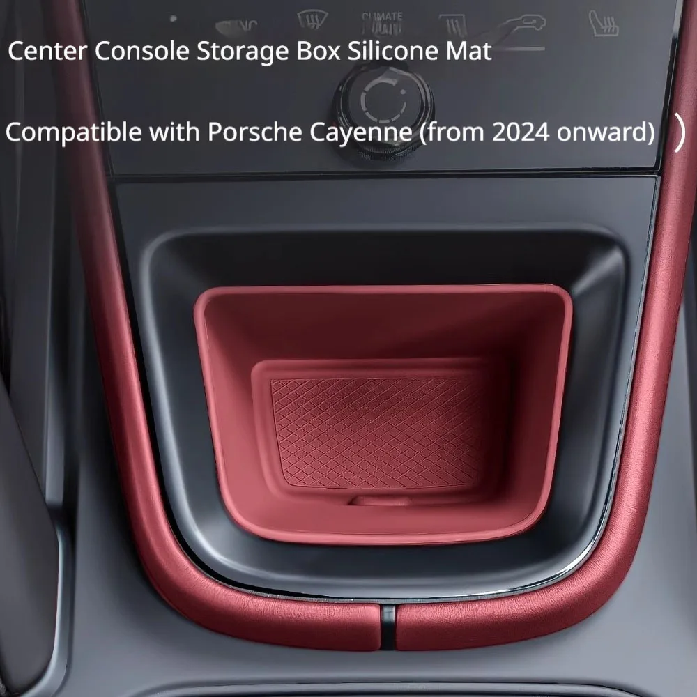 Center Console Storage Box Silicone Cup Holder Coasters Non-Slip for Porsche Cayenne 2024-2026 Car Interior Accessories