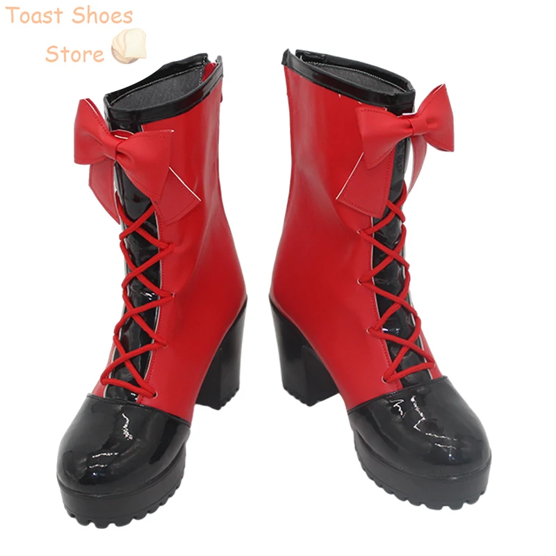 Bottes de Carnaval d'Halloween en Cuir PU, Chaussures de Cosplay Anime, au Pays de Prière, Accessoires de Costume