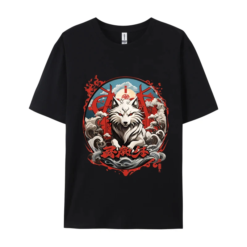 

Japanese Wolf T-Shirt Samurai Steam Wave Rife Printed On Top T-Shirts Cotton Crew Neck Mens Tops & Tees Clothing Shirt