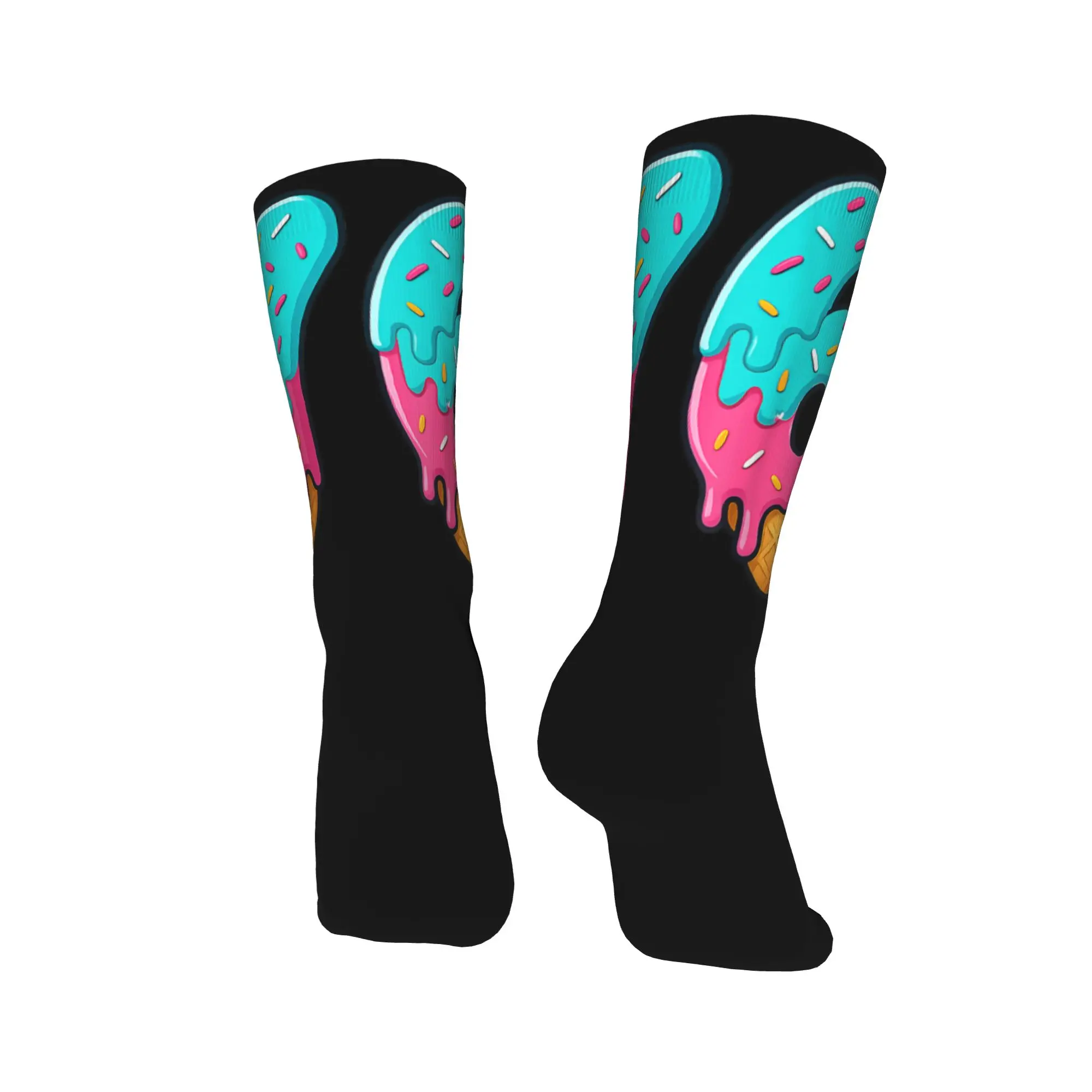 남성용 양말 아이스크림 드립 밈 재미있는 6세대 7세대 알파 슬랭 양말 겨울용 부드럽고 통기성 좋은 양말 사이클링 땀 방지 양말