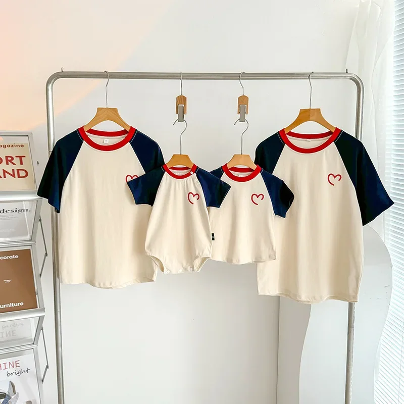 

Наряд для родителей и детей, лето 2029, одинаковые футболки для всей семьи, топы с короткими рукавами, одежда для папы, мамы и дочки, сына, детское боди