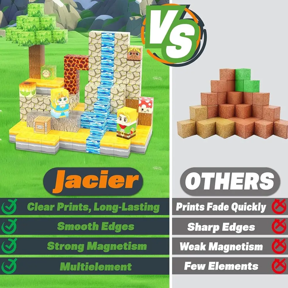 Blocchi magnetici illuminati - Set foresta da 200 pezzi per l'apprendimento STEM, giocattoli Montessori, età 3-12
