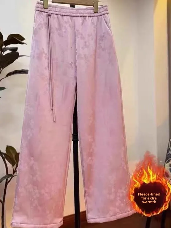 

Ретро-брюки с вышивкой, широкие, больших размеров, женские, модные, теплые, свободные, длинные, повседневные, из полиэстера