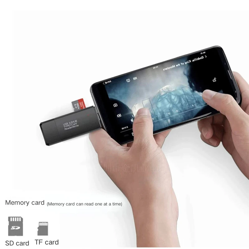 CoolFish pembaca kartu SD mikro SD, pembaca kartu kecepatan tinggi 3 dalam 1 Tipe C USB C mikro USB memori OTG untuk Laptop PC