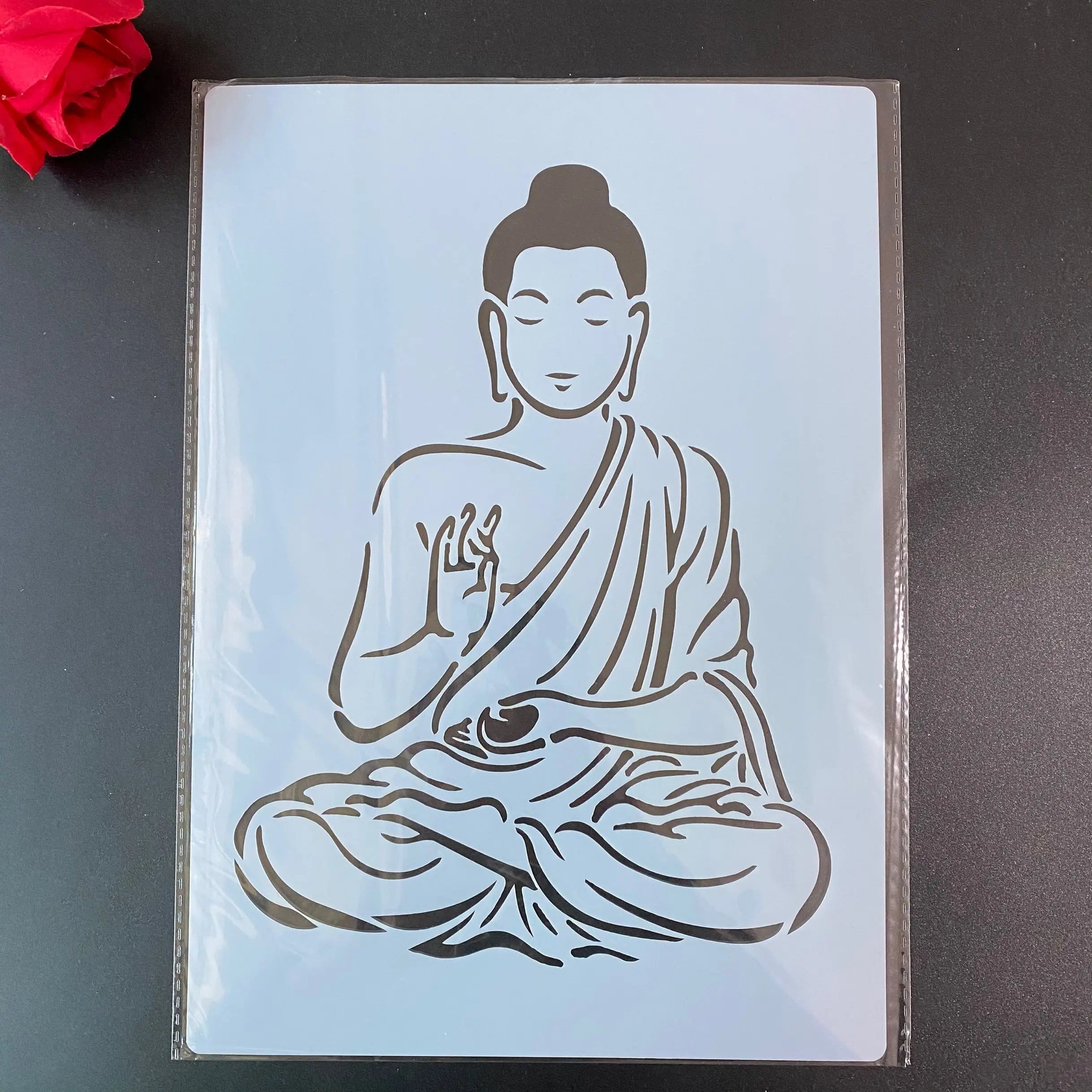 DIY Stencils Wall Painting Scrapbook Coloring Embossing Album Decorative Paper Card Template,wall A4 29 * 21cm Mandala Buddha