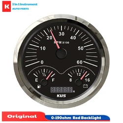 KUS 110mm 3 In 1 Multifunction Instrument 0-6000RPM Tachometers 0-190ohm or 240-33ohm Fuel Gauges 8-16v Voltmeters for Auto Ship