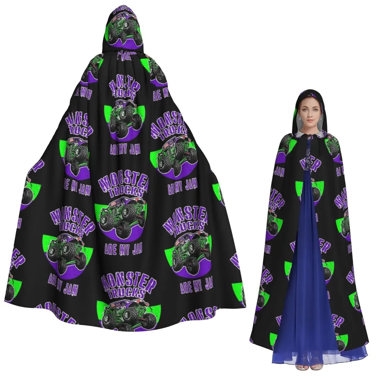 

Monster Truck Are My Jam Grave Digger Vintage Art Long Hooded Cloak Witch Medieval Costume Cosplay HalloweenParty Adult Unisex