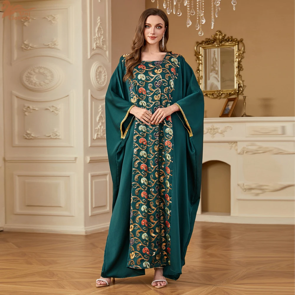 

Eid Ramadan Maxi Dresses for Women Satin Abaya Jalabiya Embroidery Morocco Dubai Kaftan Islam Arab Robe Muslim Abayas Vestidos