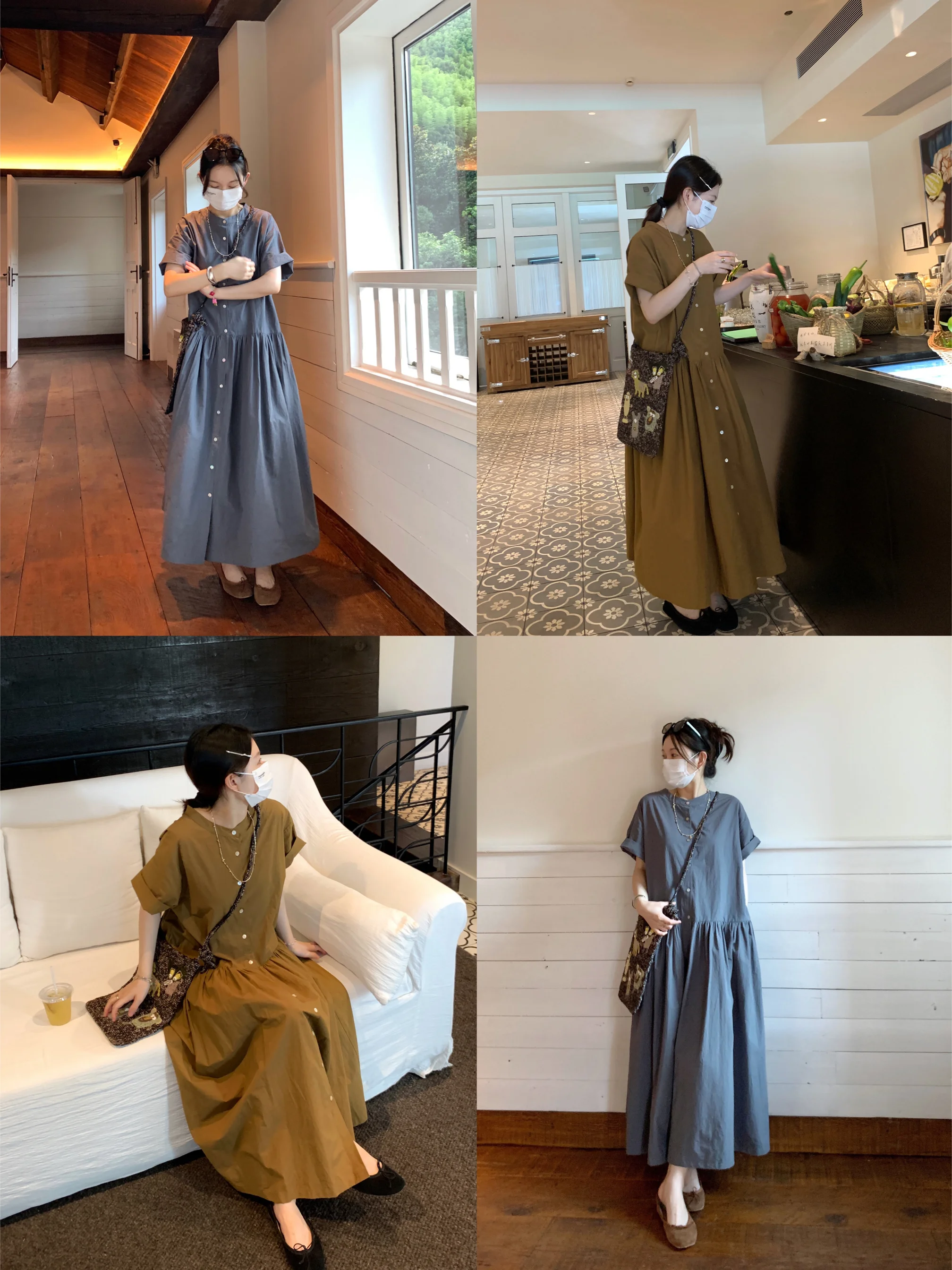 

Motzu Japanese Sle Hanmaju Cotton ort Sve Long Dr Women's Summer New Slimming Dr Commute Other Material CIWALK