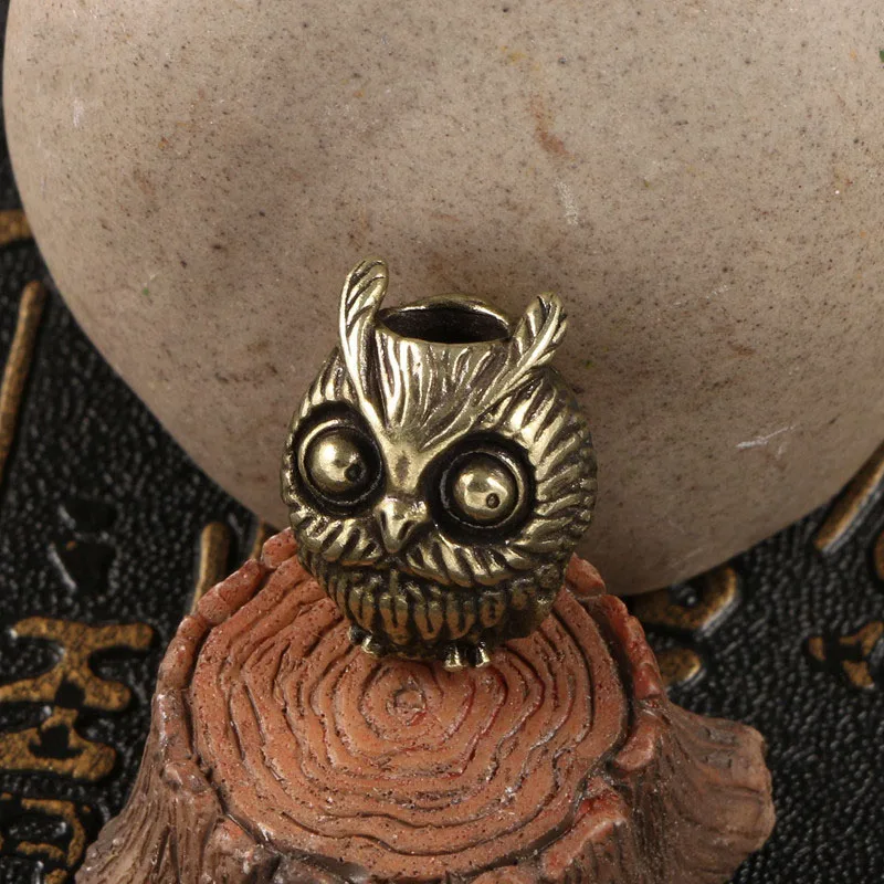 Cute Owl Brass Knife Bead EDC Outdoor DIY Paracord Woven Bracelets Accessories Lanyard Pendant Umbrella Rope Flashlight Hangings view 3