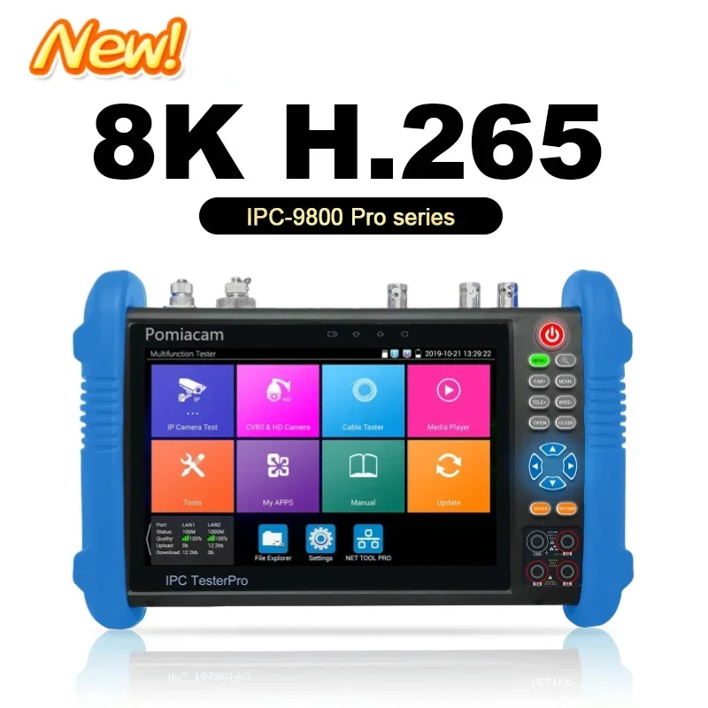 8K H.265 IP IPC-9800 Pro IP Camera Test Upgraded IPC CCTV Tester 8MP AHD CVI TVI 8K IP Camera Test 7''IPS Screen whit VGA Input