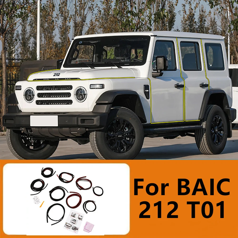 Car Door Gap Sealing Strip Full Car Sound Insulation Noise Reduction Dust Prevention Silent Accessories Fit for BAIC 212 T01