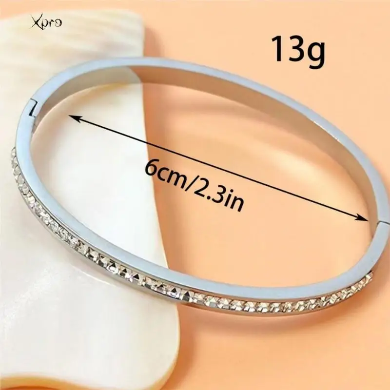 Xpro Ins Style Stainless Steel Bracelet Jewelry Inlaid Cubic Zircon Bracelet Bangles for Women Waterproof Trendy Christmas Gift