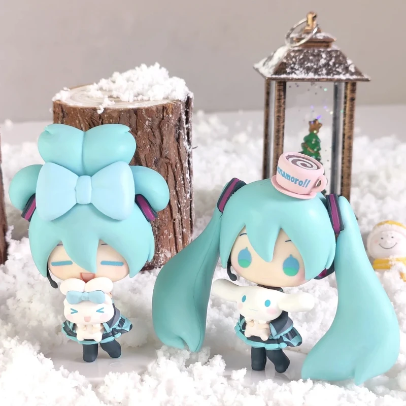 Anime Hatsune Miku Cinnamoroll Antion Figure Cute Beautiful Miku Cartoon Figurine Q Version PVC Model Dekoracje Prezent dla dzieci