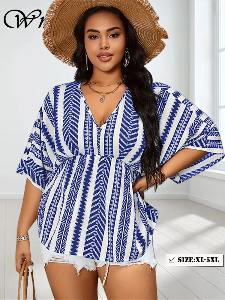 

Sexy Blouses Plus Size Tops Xl-5xl Wholesale Long Sleeve Shirts for Women Loose Casual Irregular Hem Mesh Outfits Dropshipping