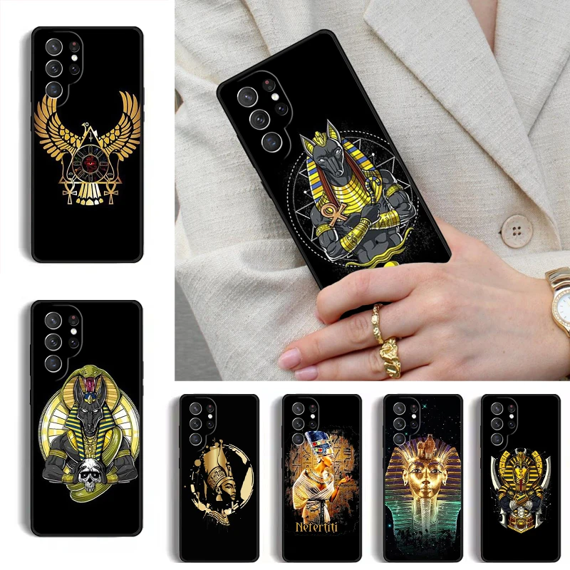 Egypt Nefertiti Anubis Ankh Phone Case for Samsung Galaxy S26 S25 Ultra S24 S23 S22 S21 Plus Note 10 Bumper Cover