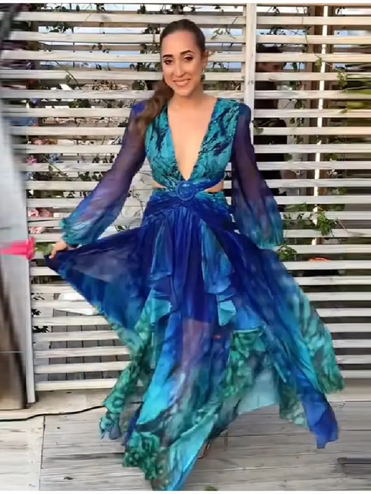 أنيقة شيك ثوب البوهيمي المكرر شير المصممين الهواء الإناث فساتين الخريف خمر عطلة الأطراف رائع الشارع ملابس نسائية #5