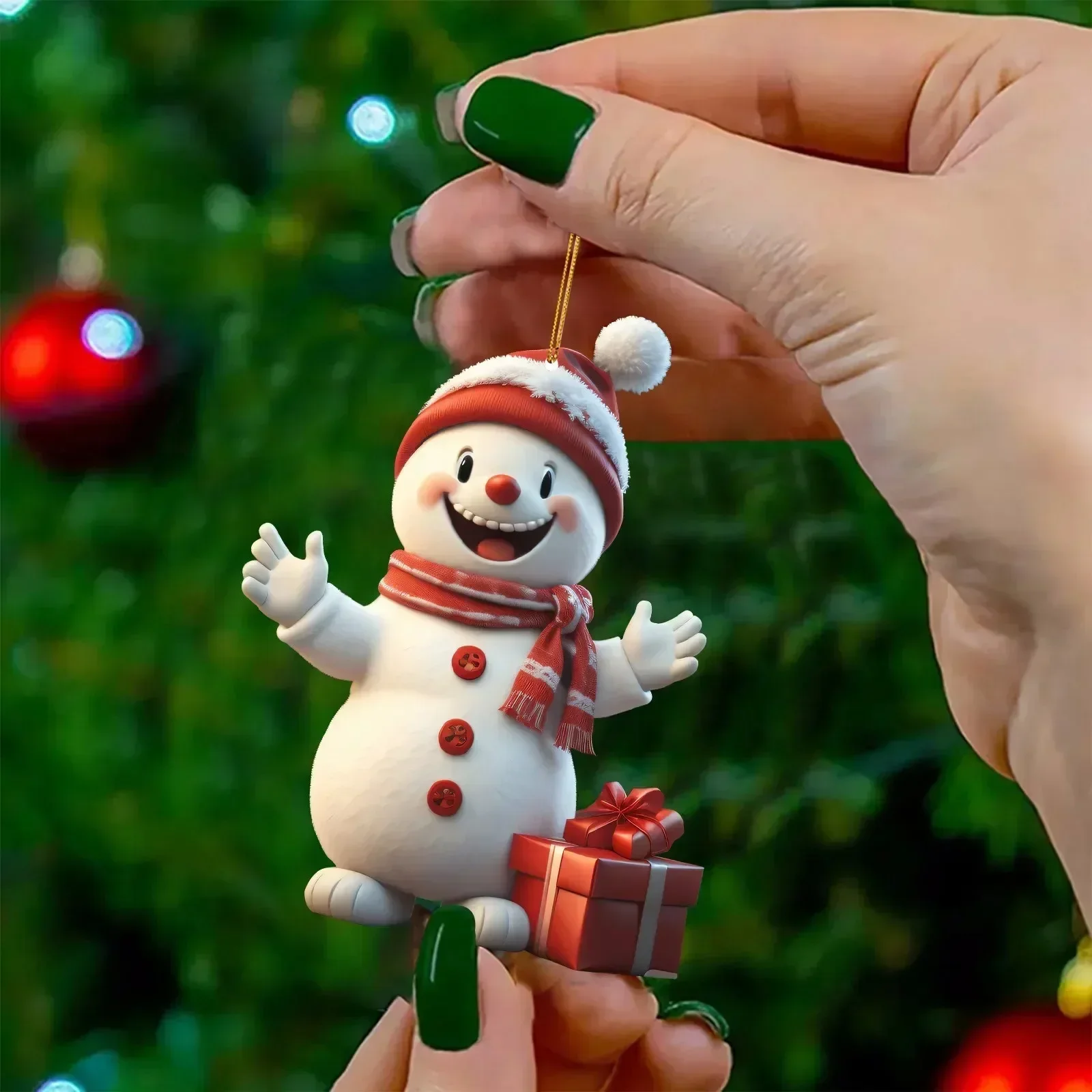 Christmas Tree Pendant Flat Cartoon Santa Claus Snowman Festive Hanging Ornaments for XMS Tree Decor Cute Cartoon 2024