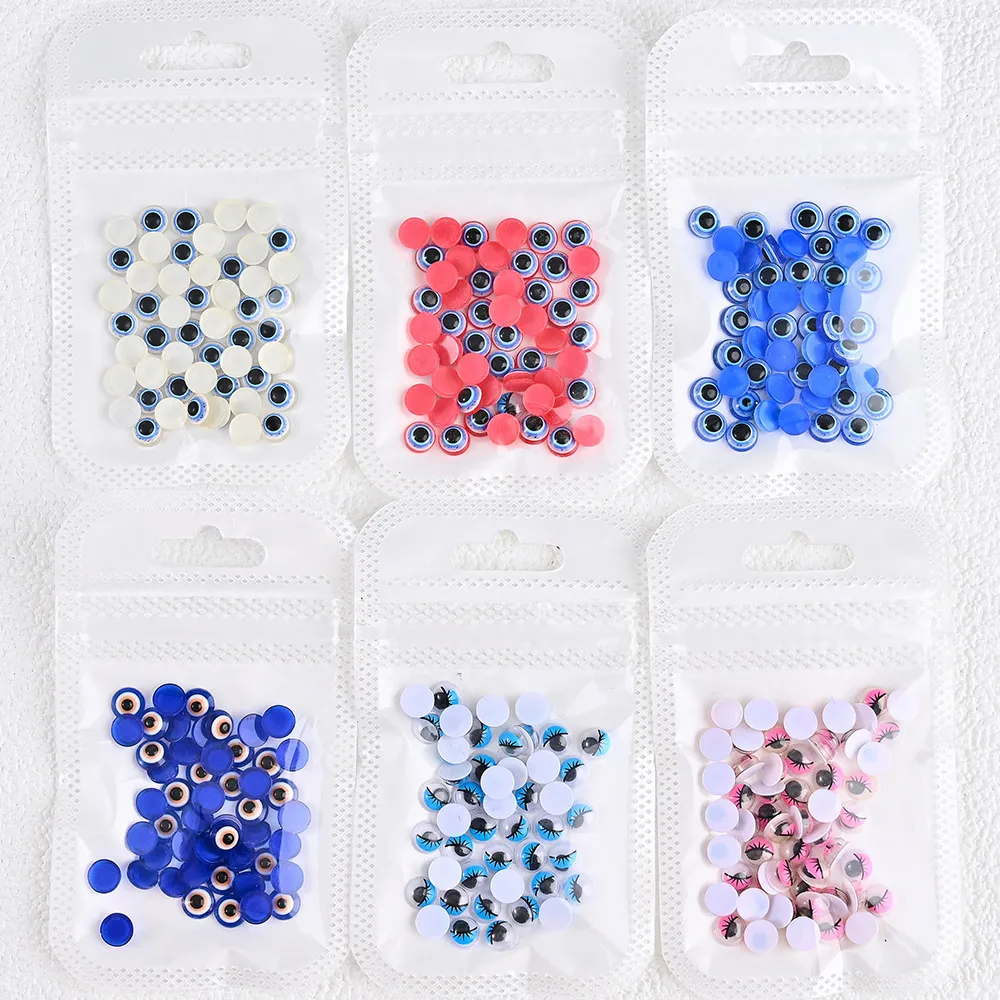 50Pcs Evil Eye 3D Nail Charms Resin Devil Blue Eye For Nail Jewelry Making Turkish Round Beads Halloween Manicure art accessory*