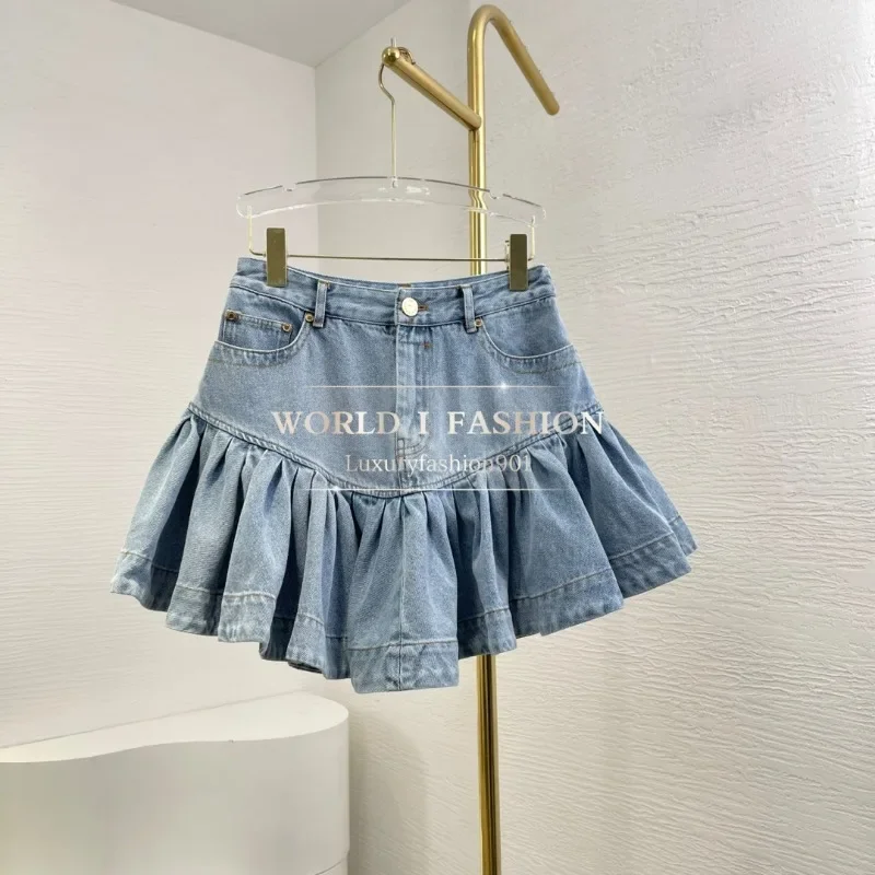 

2025 Light Blue Mini Skirt Cotton