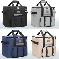 Outdoor Large Capacity Insulated Oxford Cloth Waterproof Picnic Bag Portable Folding Double Shoulder Lunch Bag Picnic Basket