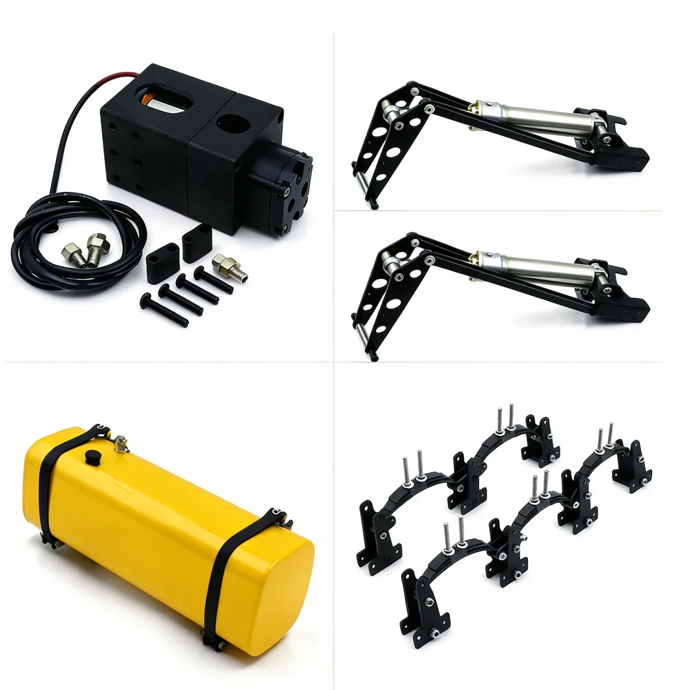 

Металлический гидравлический цилиндр подъема F-образной рамы для подвески танковых грузовиков 1/14 Tamiya RC: SCANIA 770S, VOLVO, Mercedes-Benz ACTROS 3363, MAN