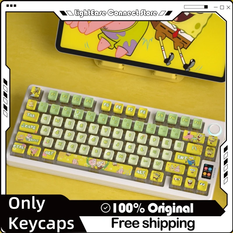 2024 New Anime Sponge Theme Keycap Oem Height Five Sided Thermal Sublimation Pbt Material Mechanical Keyboard Cap Game Office