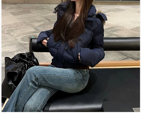 

Теплая куртка с капюшоном для женщин, новинка 2025 года, осенне-зимняя верхняя одежда, тонкие короткие парки с толстой подкладкой, укороченное женское пальто-пуховик