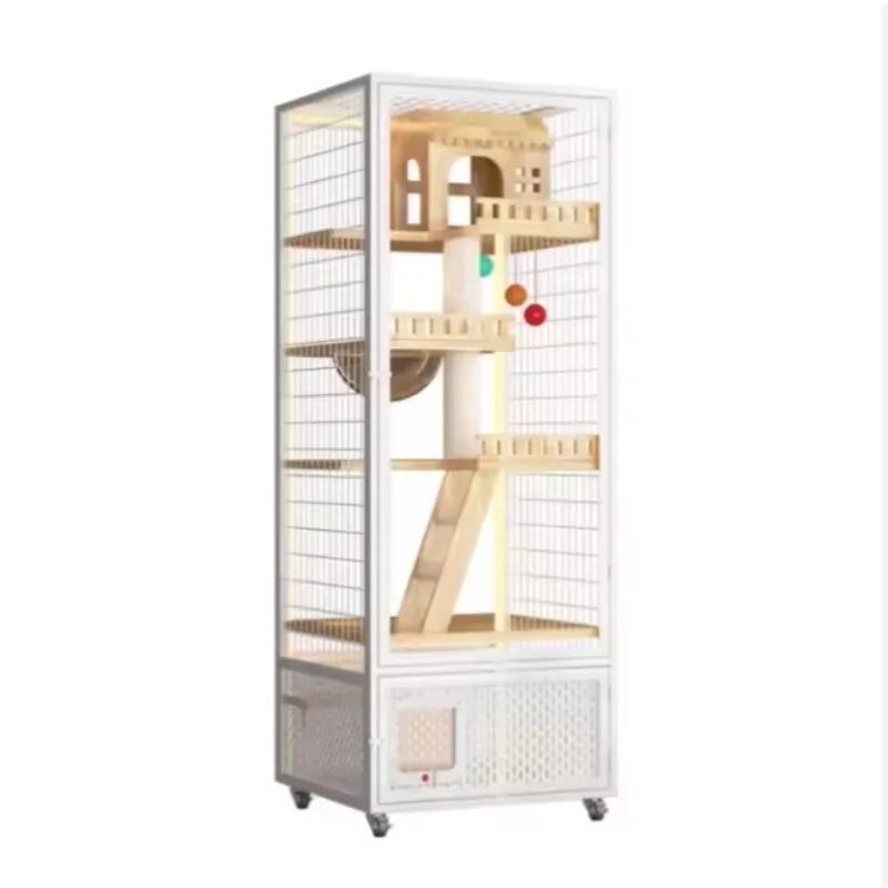 Customizable Large Space Solid Wood Cat Cabinet Luxury Pet Villa with Button Closure Factory Wholesale New Design for Home Use