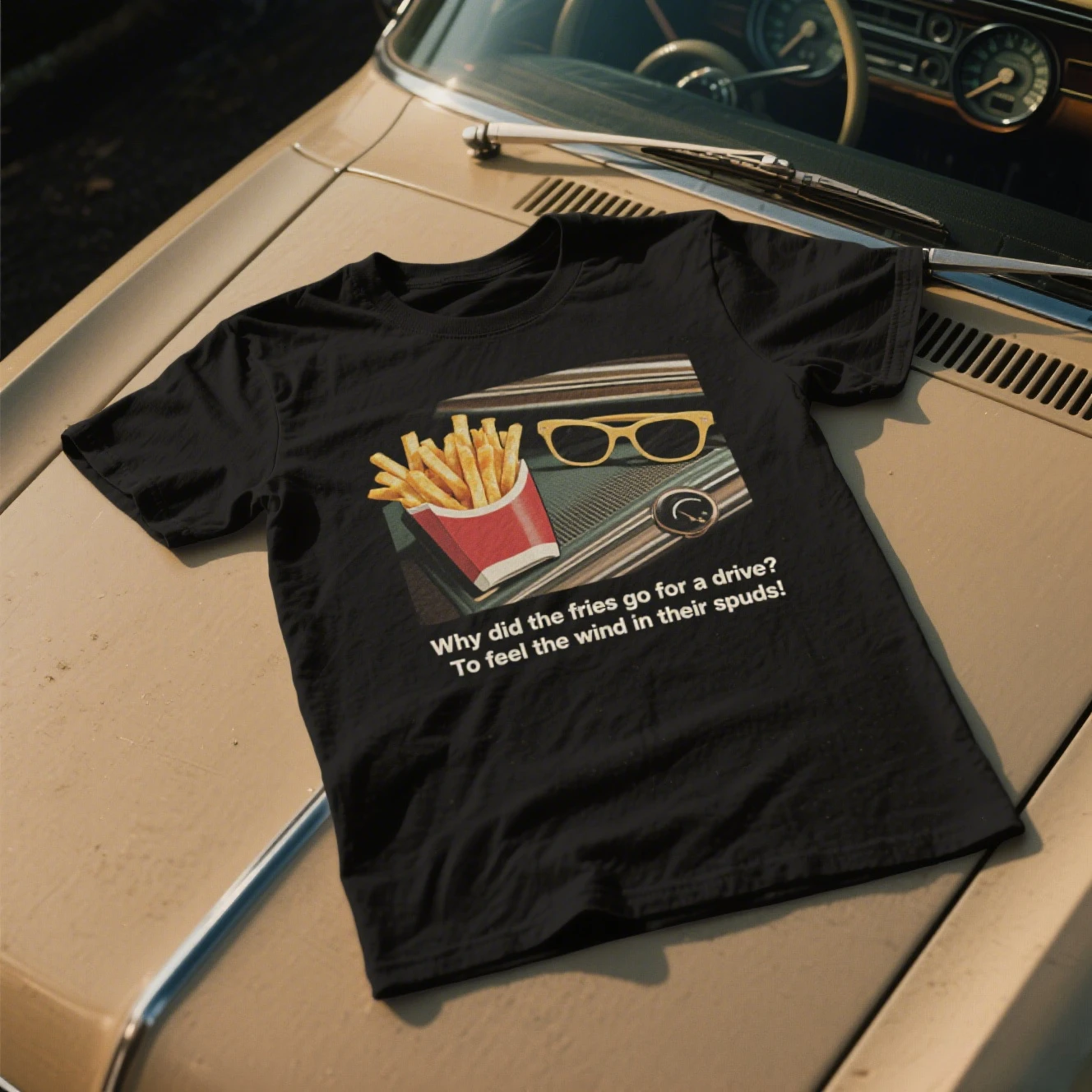 

French Fries Time Graphic Printing Summer Luxury Brand Pure Cotton Men's and Women's T-shirt Short Sleeve Street Trend Fashion