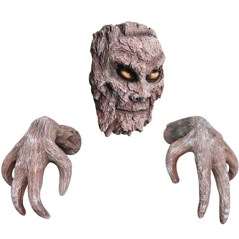 

Halloween Party Decoration Scary Tree Bark Face Wall Hanging Ornament for Garden