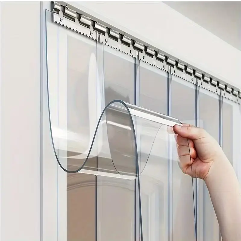 6/8 Stück Haushalts-Türvorhang – transparente PVC-Türvorhangrolle für gewerbliche und industrielle Türen, geeignet für Kühlschränke, Gefrierschränke, Garagen und Lagerhallen, transparent