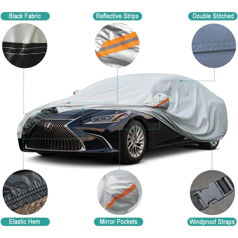 غطاء سيارة مناسب تمامًا لحماية جميع الأحوال الجوية، مقاوم للماء عالي التحمل، مناسب لموديلات 1990-2025، حماية من أشعة الشمس والأشعة فوق البنفسجية والمطر،