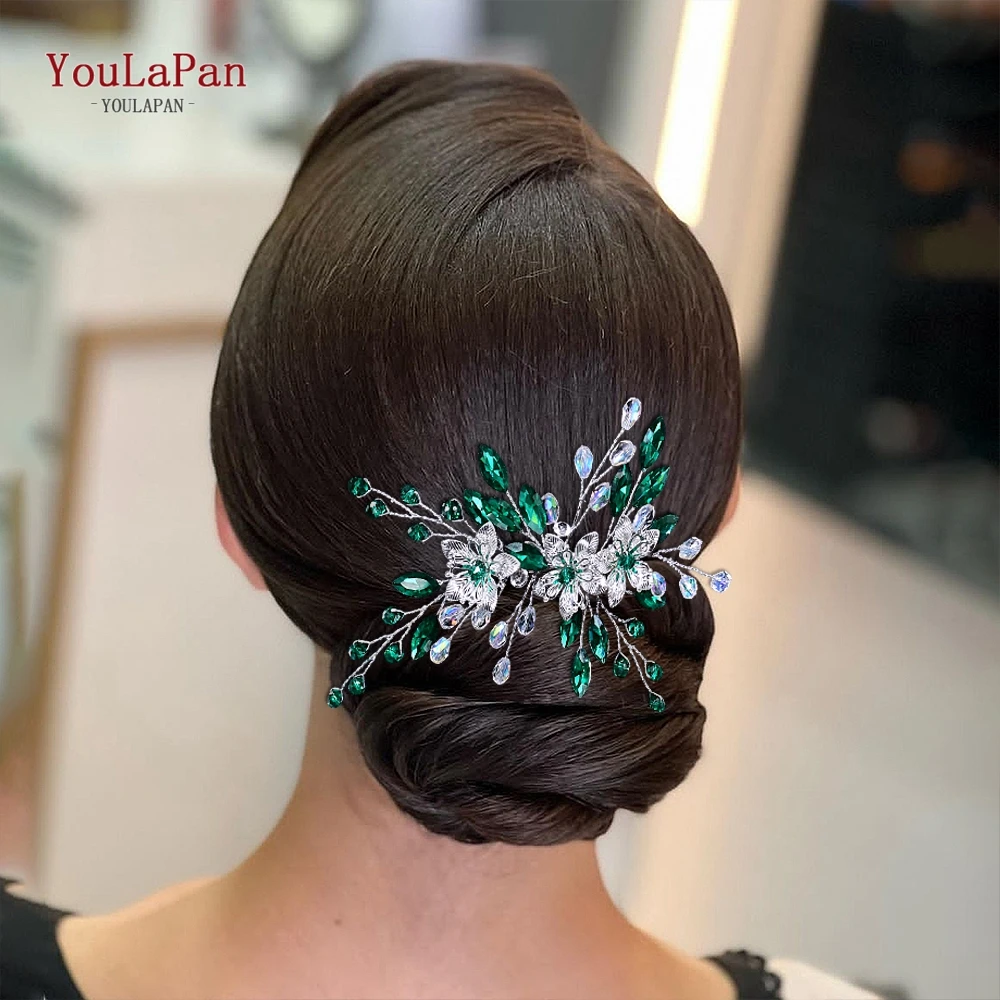 

TOPQUEEN Bride Alloy Flower Hair Clip Wedding Shining Hair Ornaments Crystal Headpiece Bridal Headdress Fashion Headwear HP900