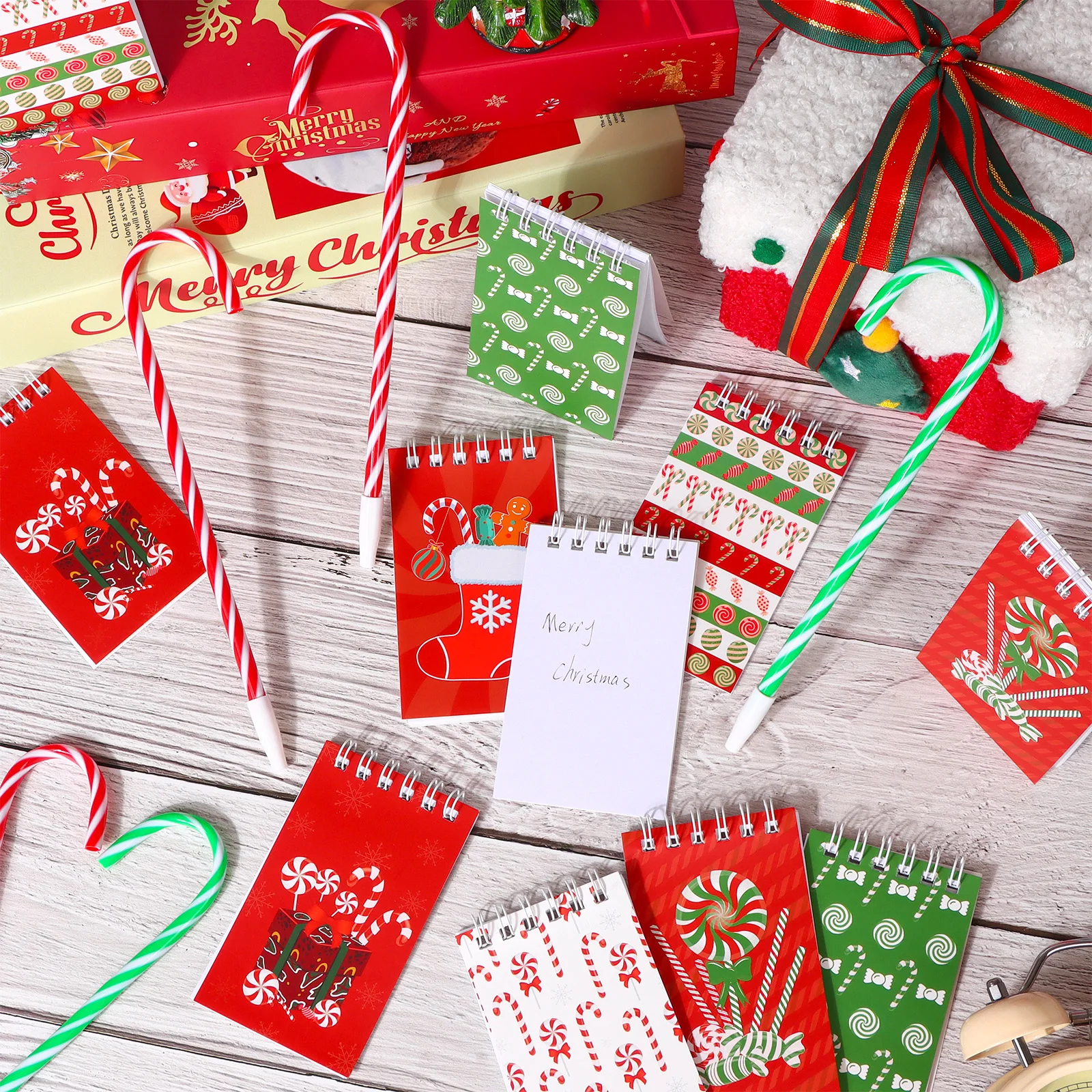 12 Pcs Christmas Pen Bulk Holiday Pens Modeling Cheistmas Plastic Candy Cane Shape Shaped Stationery