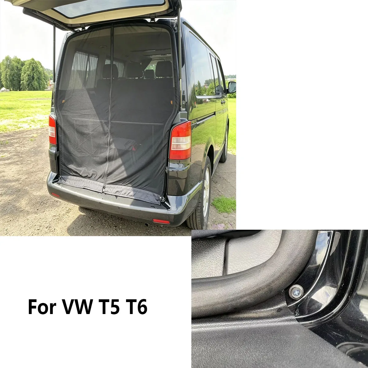 Magnetic Mosquito Net Tailgate Screen for VW T5 T6 Transporter Camper Standard Roof Barn Door Style Bug Protection
